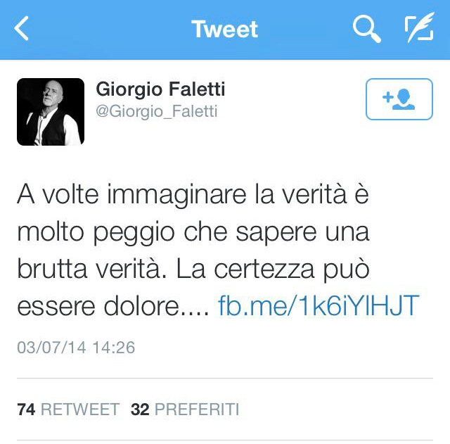 L'ultimo tweet di Giorgio Faletti