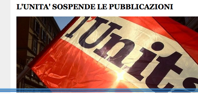 L'Unità logo bandiera fondato da Antonio Gramsci sospende le pubblicazioni